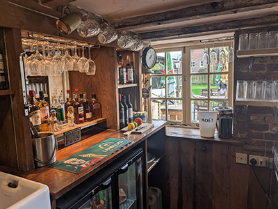 The cosy interior of The Cricketers Inn